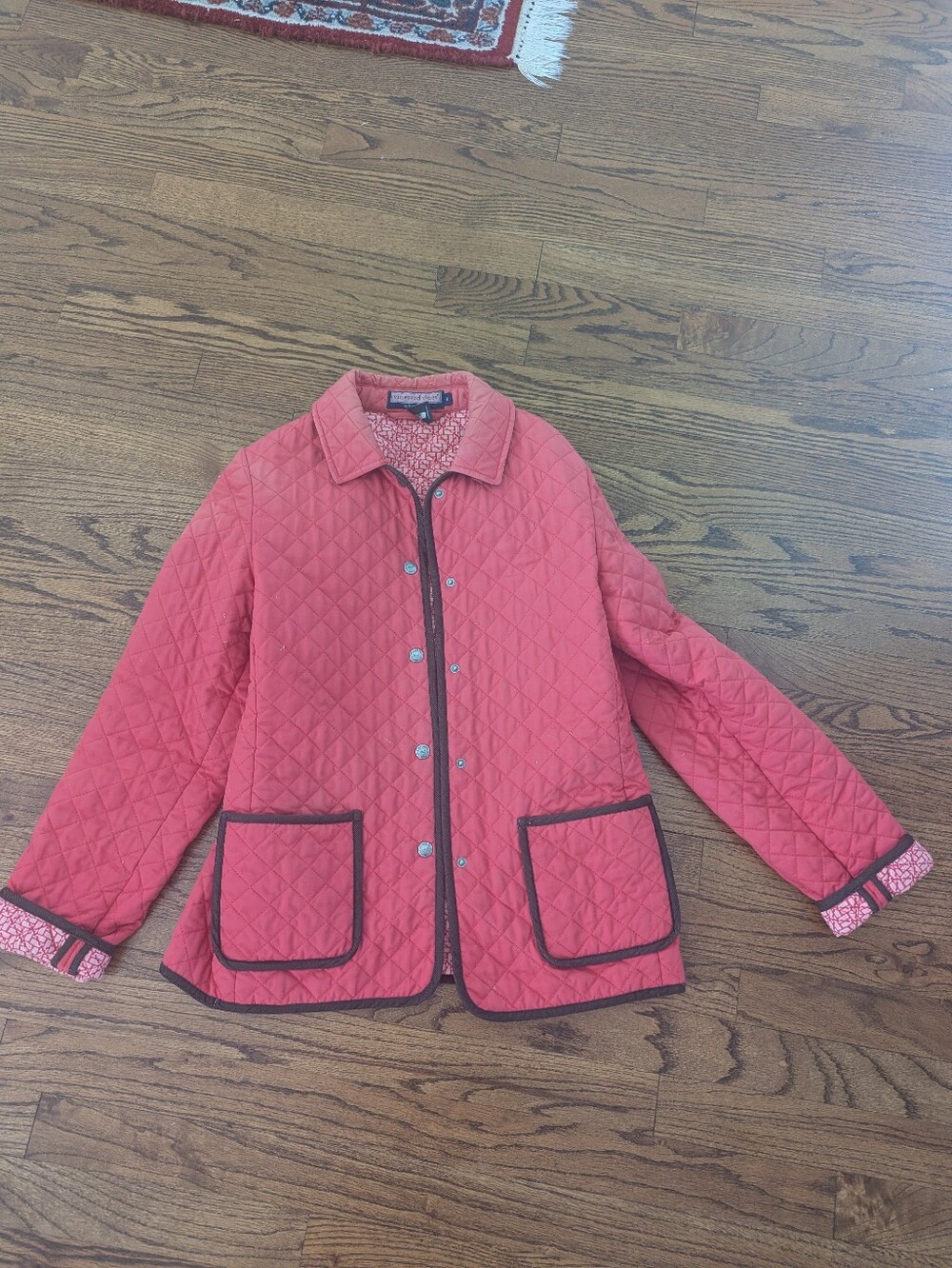 Martha's Vineyard Quilted Coral Pink Utility Quilted Jacket Contrast Trim Pink S